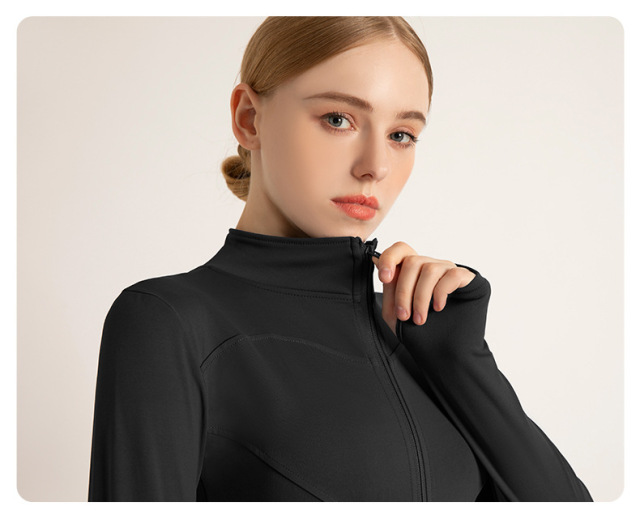 Long Sleeve Sports Jacket Women Zip Fitness Yoga Shirt Winter Warm Gym Top Activewear Running Coats Workout Clothes For Cycling