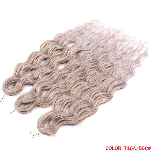 Anna 24 Inch Synthetic Hair Water Wave Braiding Hair Extensions Ombre Blonde Deep Wave Afro Curl Twist Crochet Hair for Women