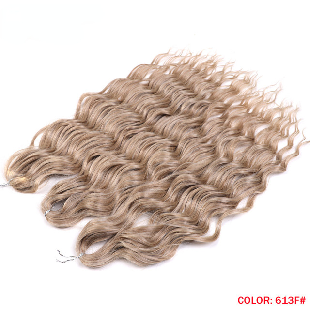 Anna 24 Inch Synthetic Hair Water Wave Braiding Hair Extensions Ombre Blonde Deep Wave Afro Curl Twist Crochet Hair for Women