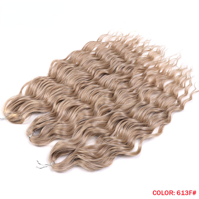 Anna 24 Inch Synthetic Hair Water Wave Braiding Hair Extensions Ombre Blonde Deep Wave Afro Curl Twist Crochet Hair for Women