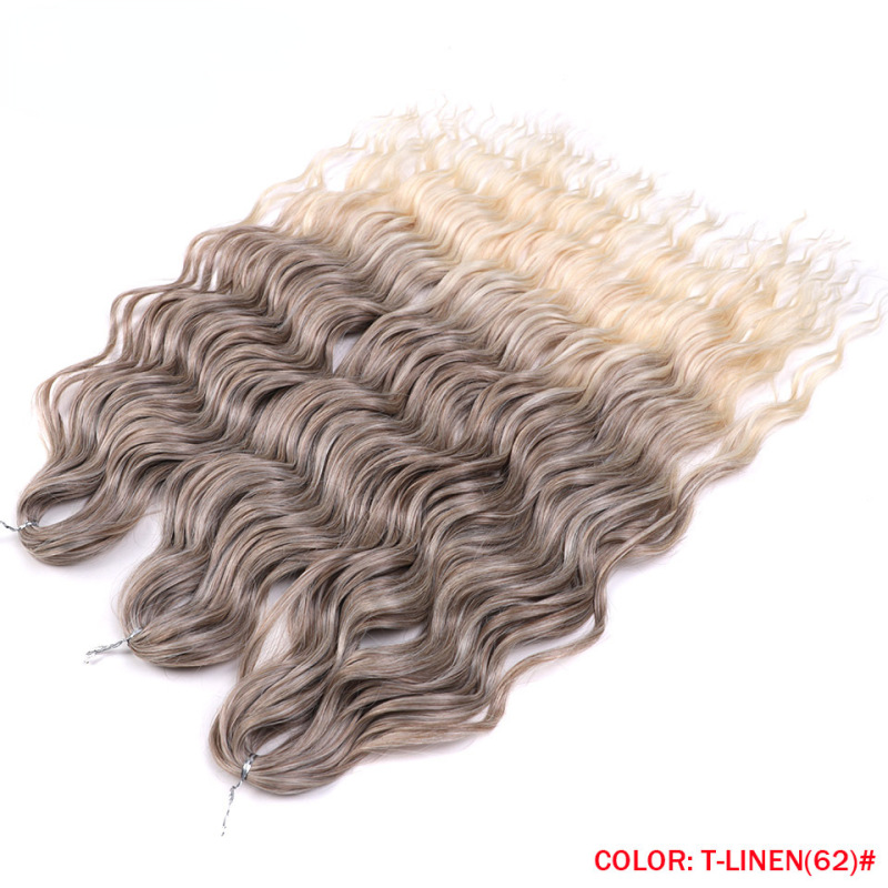 Anna 24 Inch Synthetic Hair Water Wave Braiding Hair Extensions Ombre Blonde Deep Wave Afro Curl Twist Crochet Hair for Women