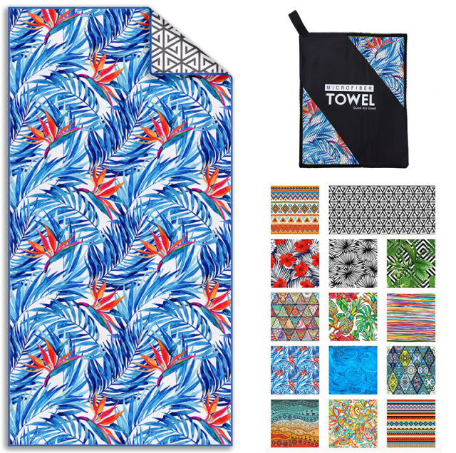 HiTurbo Microfiber Blanket Quick Drying Beach Towels, Oversized 35*71in Printing Towel, Super Absorbent Pool Towel Blanket, Bohe