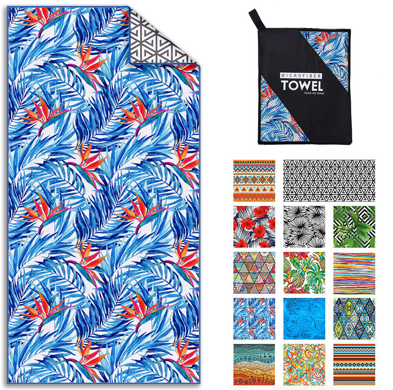HiTurbo Microfiber Blanket Quick Drying Beach Towels, Oversized 35*71in Printing Towel, Super Absorbent Pool Towel Blanket, Bohe