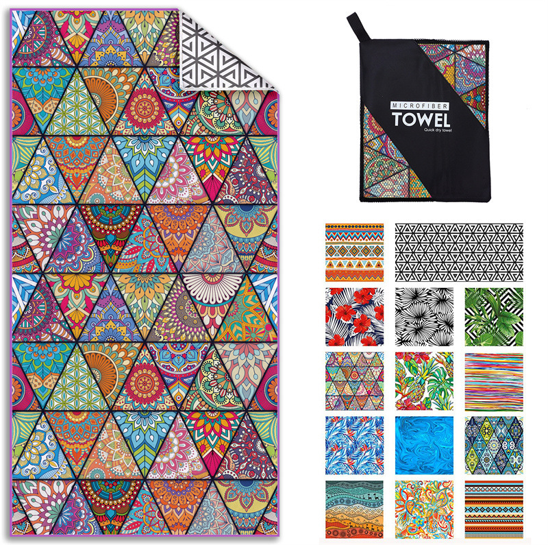 HiTurbo Microfiber Blanket Quick Drying Beach Towels, Oversized 35*71in Printing Towel, Super Absorbent Pool Towel Blanket, Bohe
