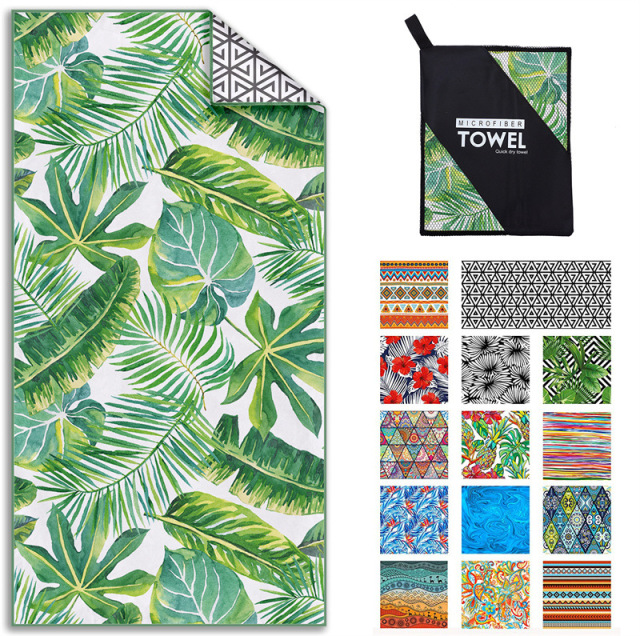 HiTurbo Microfiber Blanket Quick Drying Beach Towels, Oversized 35*71in Printing Towel, Super Absorbent Pool Towel Blanket, Bohe