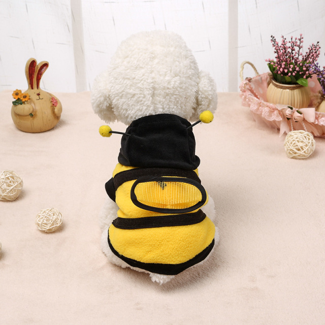 Bee Pet Puppy Coat Apparel Outfit Fleece Clothes Dog Cat Hoodie Fancy Costume  Halloween Cosplay Sweater Dog Hoodies