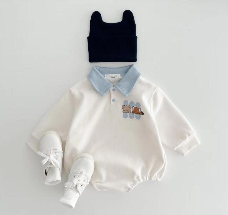 New Arrival Baby Boys Long Sleeve Cartoon Romper Turn-Down Collar  Infant Kids Jumpsuits Toddler Bodysuits Pure Cotton 0-3Y