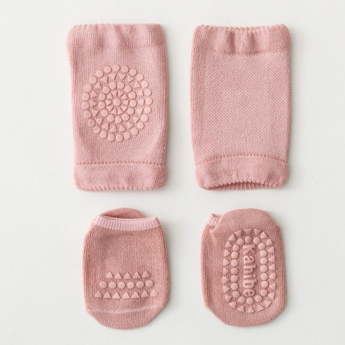 Baby Knee Pads Socks Set for Girls Boys Summer Solid Color Anti Slip Socks Kid Crawling Safety Floor Sock Leg Knee Protector