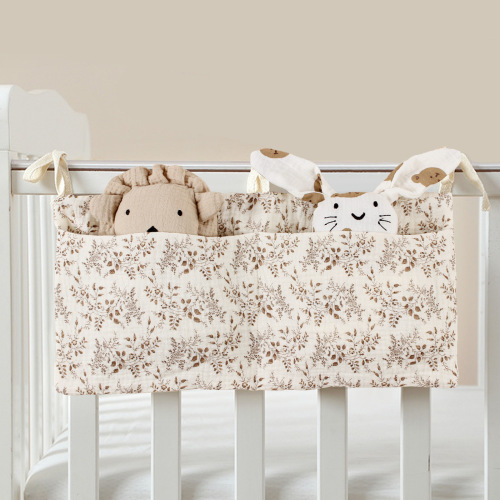 Baby Bed Hanging Storage Bags Cotton Newborn Crib Organizer Toy Diaper Pocket for Crib Bedding Set Accessories Nappy Store Bags