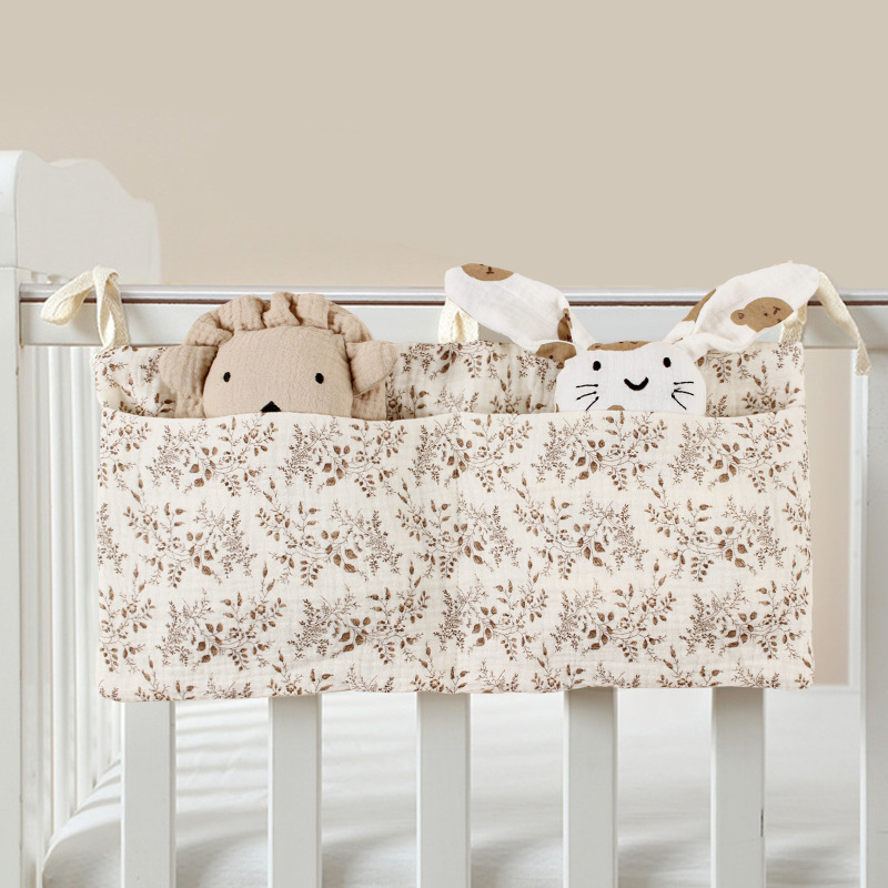 Baby Bed Hanging Storage Bags Cotton Newborn Crib Organizer Toy Diaper Pocket for Crib Bedding Set Accessories Nappy Store Bags