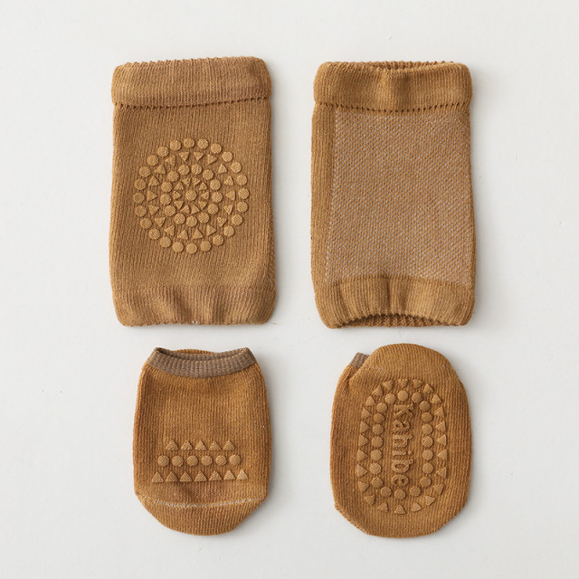 Baby Knee Pads Socks Set for Girls Boys Summer Solid Color Anti Slip Socks Kid Crawling Safety Floor Sock Leg Knee Protector