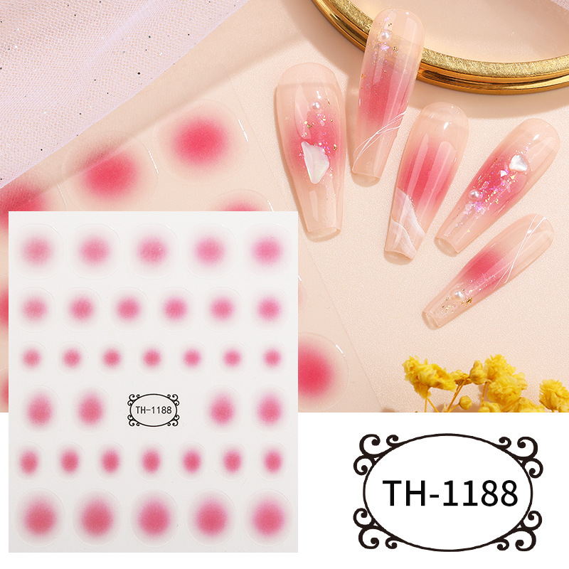 Gradient Nail Sticker 3D Jelly Red Pink Blush Sliders Cute Ombre Nail Design Japanese Style Translucent Gel Polish Wraps Decal