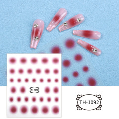 Gradient Nail Sticker 3D Jelly Red Pink Blush Sliders Cute Ombre Nail Design Japanese Style Translucent Gel Polish Wraps Decal