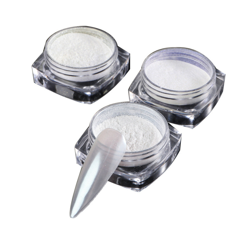 Mirror Nail Powder Pigment Pearl White Rubbing on Nail Art Glitter Dust Chrome Aurora Blue Manicure Holographic Decorations TRZY