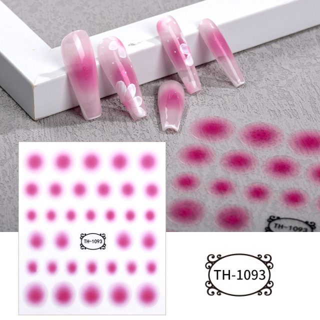 Gradient Nail Sticker 3D Jelly Red Pink Blush Sliders Cute Ombre Nail Design Japanese Style Translucent Gel Polish Wraps Decal