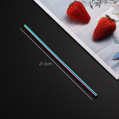 Rainbow Color Reusable Metal Straws Set with Cleaner Brush 304 Stainless Steel Drinking Straw Milk Drinkware Bar Party Accessory