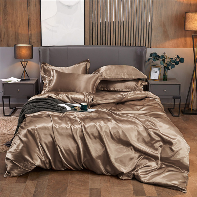 High End Queen Duvet Cover Set Silky Soft Cozy King Size Bedding Set Luxury Polyester Satin Smooth Single Double Bedding Sets