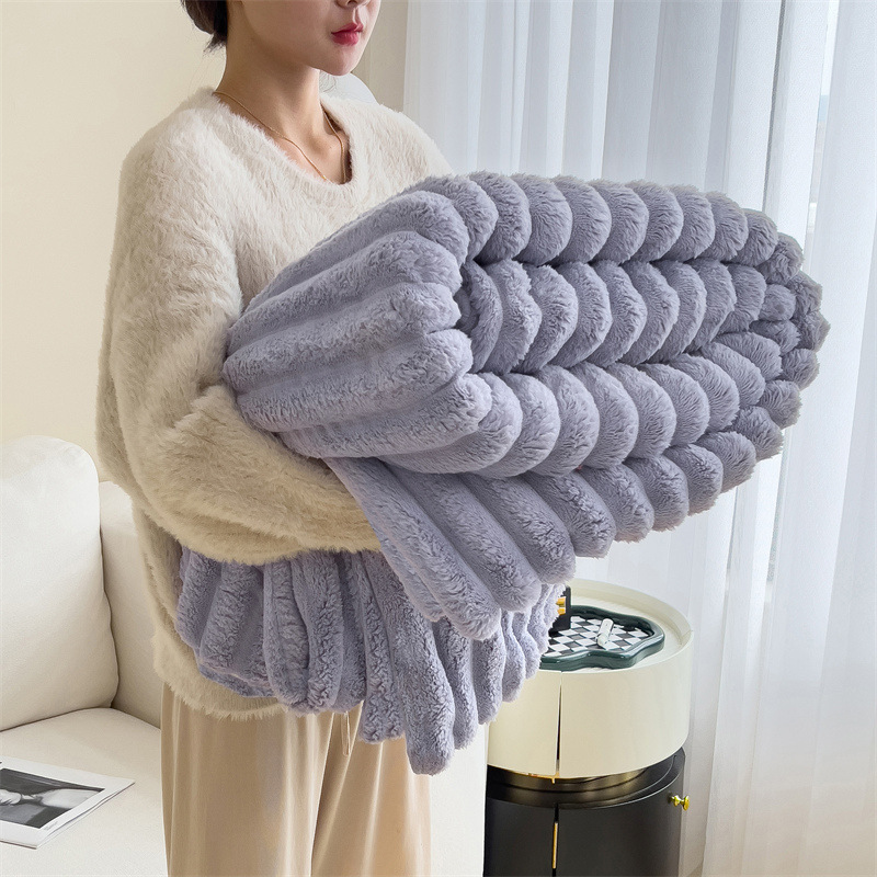 Artificial Rabbit Plush Autumn Warm Bed Blanket Soft Coral Plush Sofa Blanket Comfortable Thickened Bed Blanket