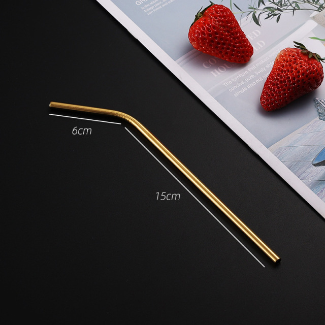 Rainbow Color Reusable Metal Straws Set with Cleaner Brush 304 Stainless Steel Drinking Straw Milk Drinkware Bar Party Accessory