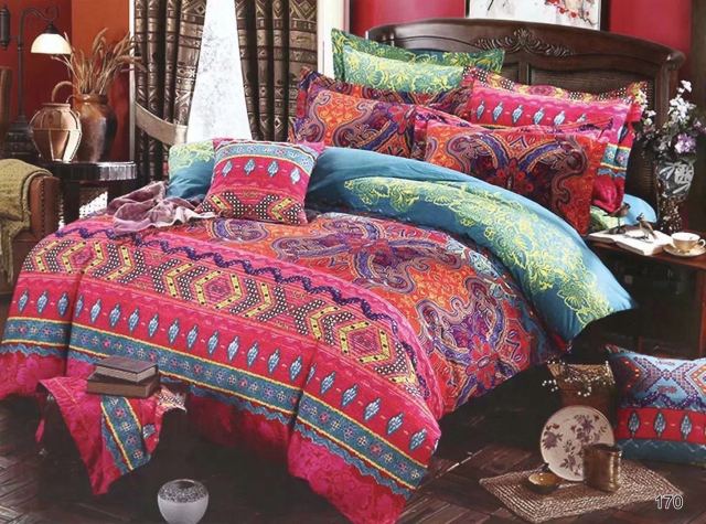 Boho Plain Print Quilt Cover Pillowcase 3PC Set постельное бельё евро King Size Bedding Set European Style Duvet Cover Set