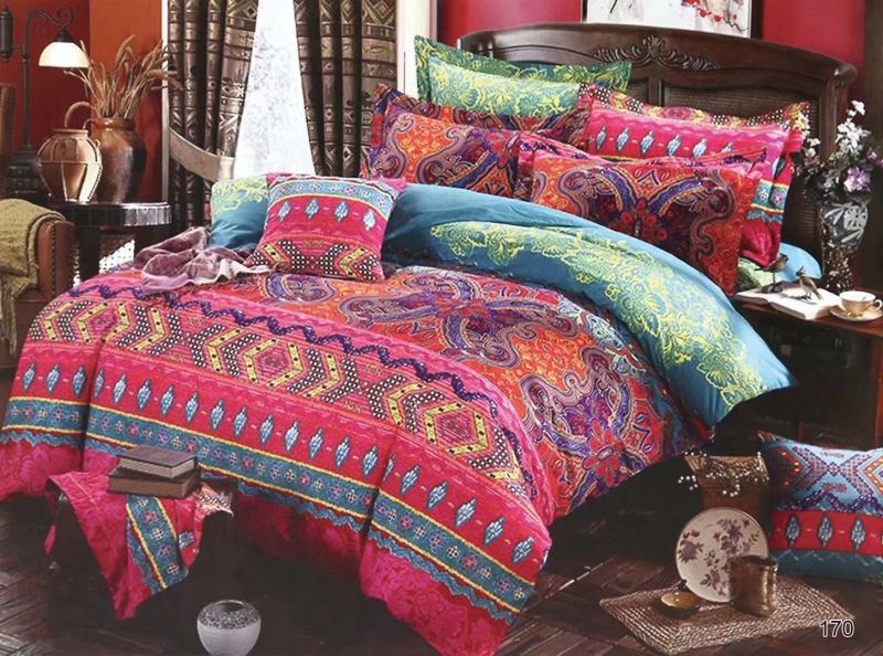 Boho Plain Print Quilt Cover Pillowcase 3PC Set постельное бельё евро King Size Bedding Set European Style Duvet Cover Set