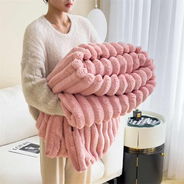 Artificial Rabbit Plush Autumn Warm Bed Blanket Soft Coral Plush Sofa Blanket Comfortable Thickened Bed Blanket