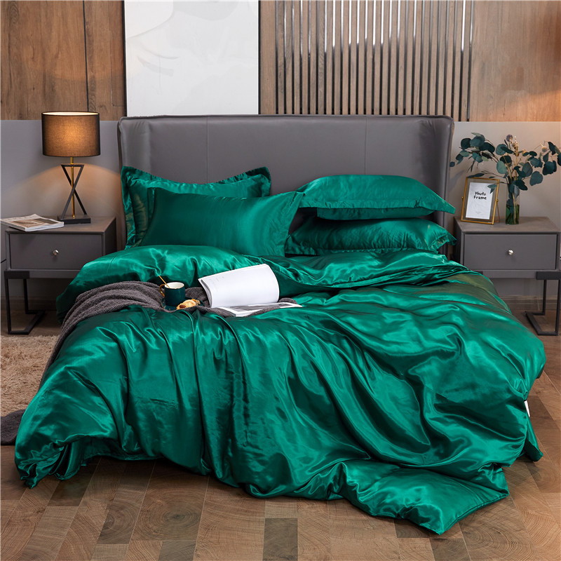 High End Queen Duvet Cover Set Silky Soft Cozy King Size Bedding Set Luxury Polyester Satin Smooth Single Double Bedding Sets