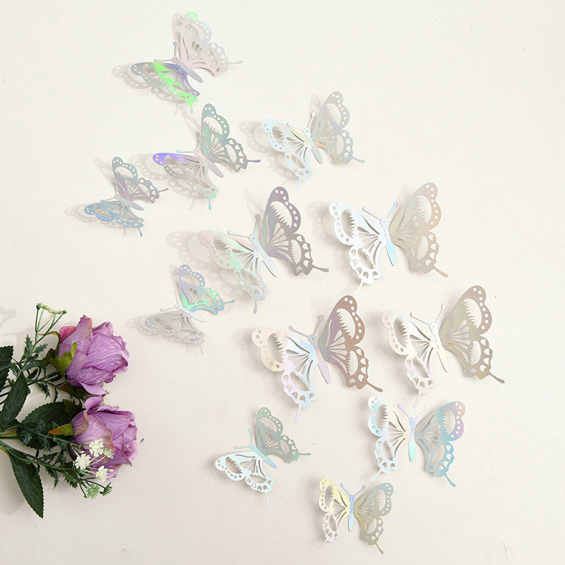 12Pcs Fashion 3D Hollow Butterfly Creative Wall Sticker For DIY Wall Stickers Modern Wall Art Home Decorations DIY Gift