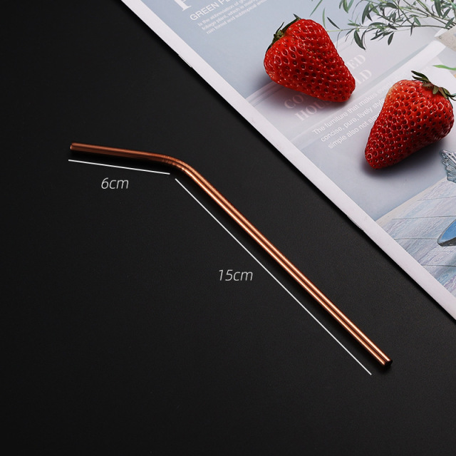 Rainbow Color Reusable Metal Straws Set with Cleaner Brush 304 Stainless Steel Drinking Straw Milk Drinkware Bar Party Accessory