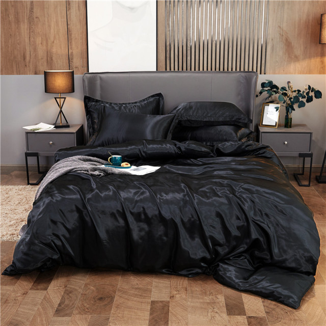 High End Queen Duvet Cover Set Silky Soft Cozy King Size Bedding Set Luxury Polyester Satin Smooth Single Double Bedding Sets