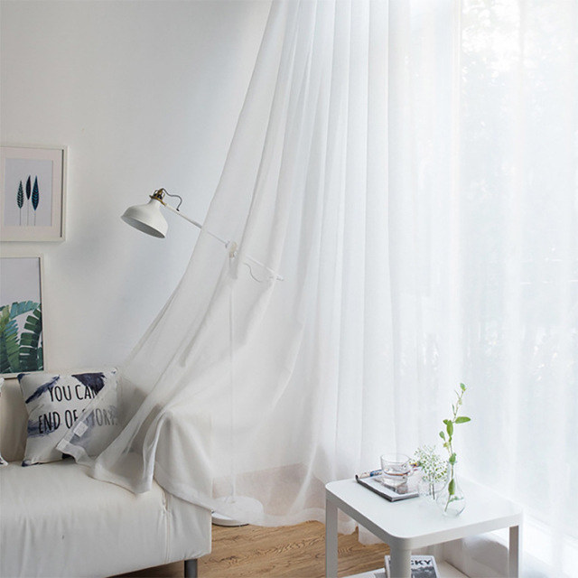 Shading Solid White Sheer Curtains for Living Room Decoration Window Curtains for Kitchen Modern Tulle Voile Organza Curtains