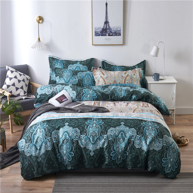 Boho Plain Print Quilt Cover Pillowcase 3PC Set постельное бельё евро King Size Bedding Set European Style Duvet Cover Set