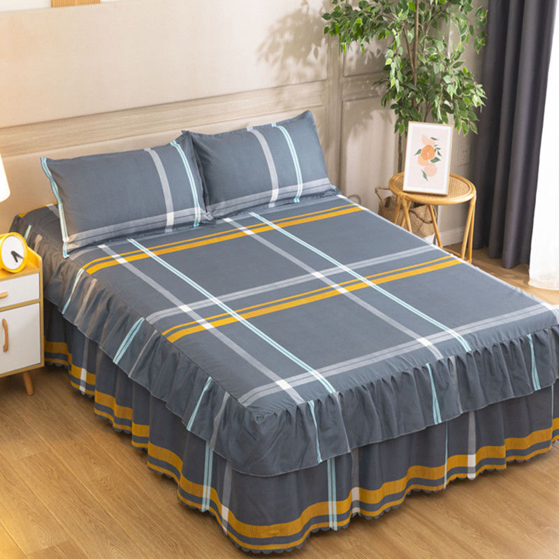 Bed Skirt Cotton Bedspread Set Embroidery Bed Dress Pillow Cases 3 Pieces/Set For King/Queen Double 1.5/1.8/2M Sheet Cover