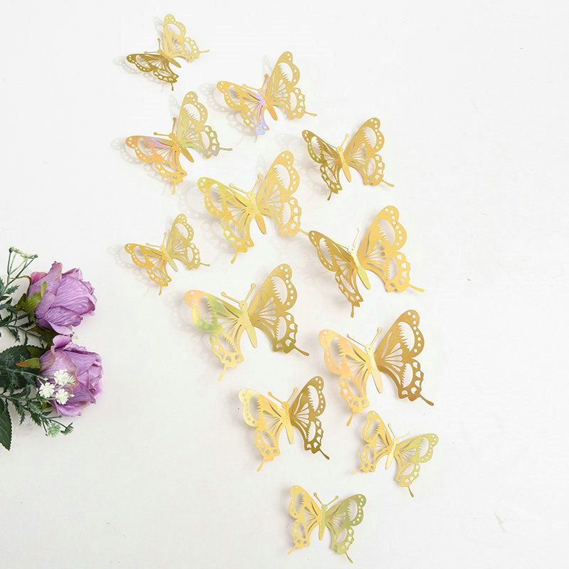 12Pcs Fashion 3D Hollow Butterfly Creative Wall Sticker For DIY Wall Stickers Modern Wall Art Home Decorations DIY Gift