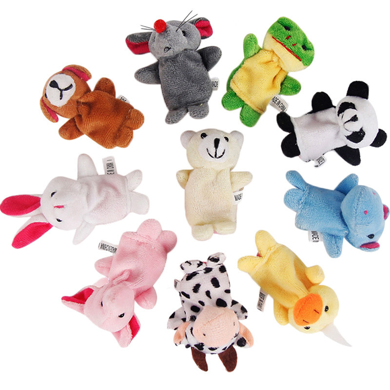 Baby Plush Toy Finger Puppets Tell Story Props 10pcs Animals or 6pcs Family Doll Toys for Kids Gifts for Children