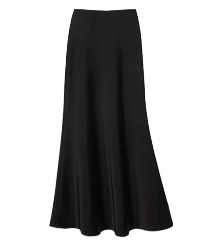 TRAF Satin Midi Skirt Woman High Waist Long Skirts For Women New Fashion 2023 Autumn Casual Elegant Party Women's Skirts