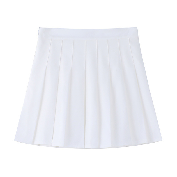 ZOKI White Women Pleated Skirts Summer High Waist Zipper Girls Dancing JK Mini Skirts Black Fashion Student A Line Faldas 2023