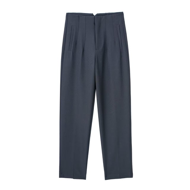 TRAF Women Fashion With Pockets Casual Basic Solid Pants Vintage High Waist Zipper Fly Female Ankle Trousers Pantalones Mujer
