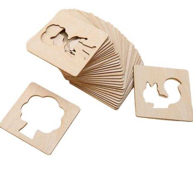 Montessori Kids Toys Drawing Toys Wooden DIY Painting Template Stencils Learning Educational Toys for Children Gift 10/20pcs