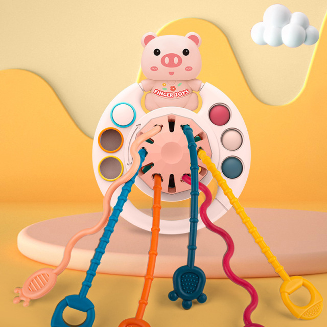 Baby Montessori Sensory Development Educational Toys Pull String Finger Grasp Training Early Learning Toy Teething BPA Free 1-3Y