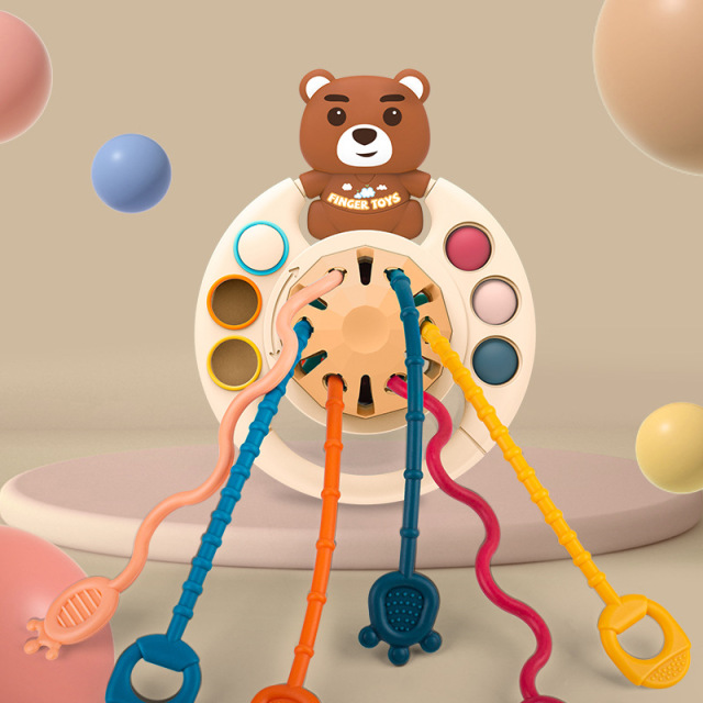 Baby Montessori Sensory Development Educational Toys Pull String Finger Grasp Training Early Learning Toy Teething BPA Free 1-3Y