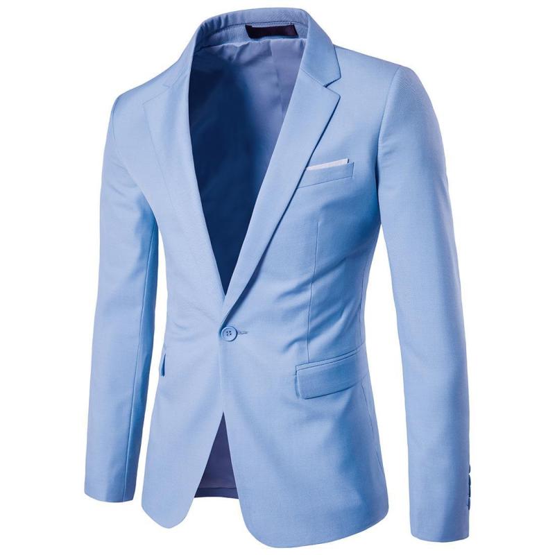 Wedding Set Vintage Men Solid Color Long Sleeve Lapel Slim Button Business Suit Men's Suit Groomsmen Regular Fit 2 Peice Set