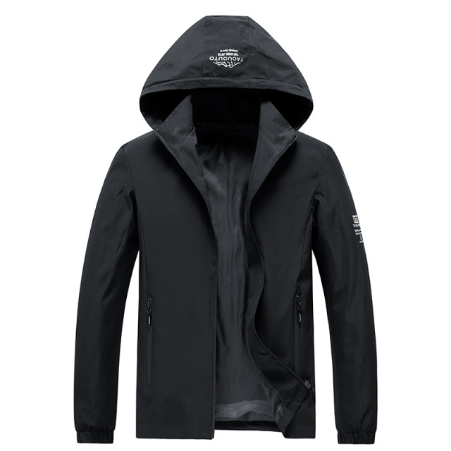 2024 Men's Fashion and Leisure Spring Windproof Hooded Jacket Men's Autumn Outdoor Camping Breathable Inflatable Jacket