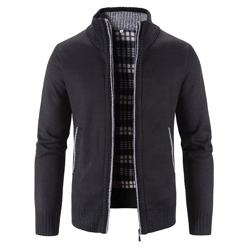 Men's Cardigan Sweaters Full Zip Up Stand Collar Slim Fit Casual ...