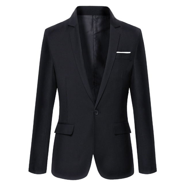 Wedding Set Vintage Men Solid Color Long Sleeve Lapel Slim Button Business Suit Men's Suit Groomsmen Regular Fit 2 Peice Set