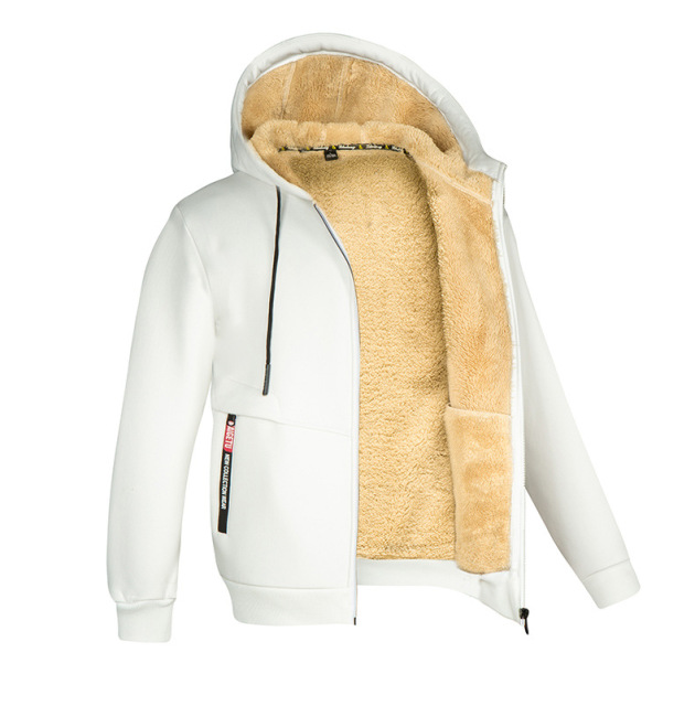 Winter Lambswool Coats Thicken Warm Jackets Long Sleeve Zipper Hoodies Casual Sports Fleece Black Coat Hooded Men Women Jacket