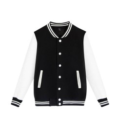 Black White Solid Color Jacket Loose Oversized Clothes Casual Men Baseball Clothes Personality Street Coat Warm Fleece Jackets