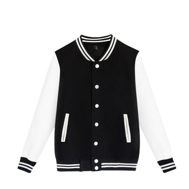 Black White Solid Color Jacket Loose Oversized Clothes Casual Men Baseball Clothes Personality Street Coat Warm Fleece Jackets