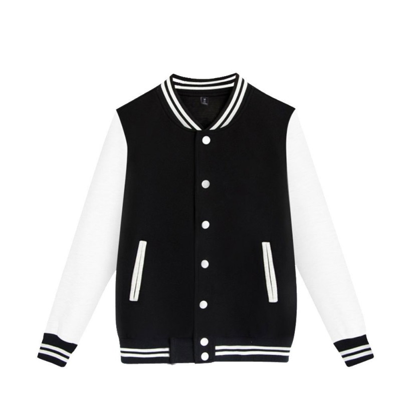 Black White Solid Color Jacket Loose Oversized Clothes Casual Men Baseball Clothes Personality Street Coat Warm Fleece Jackets
