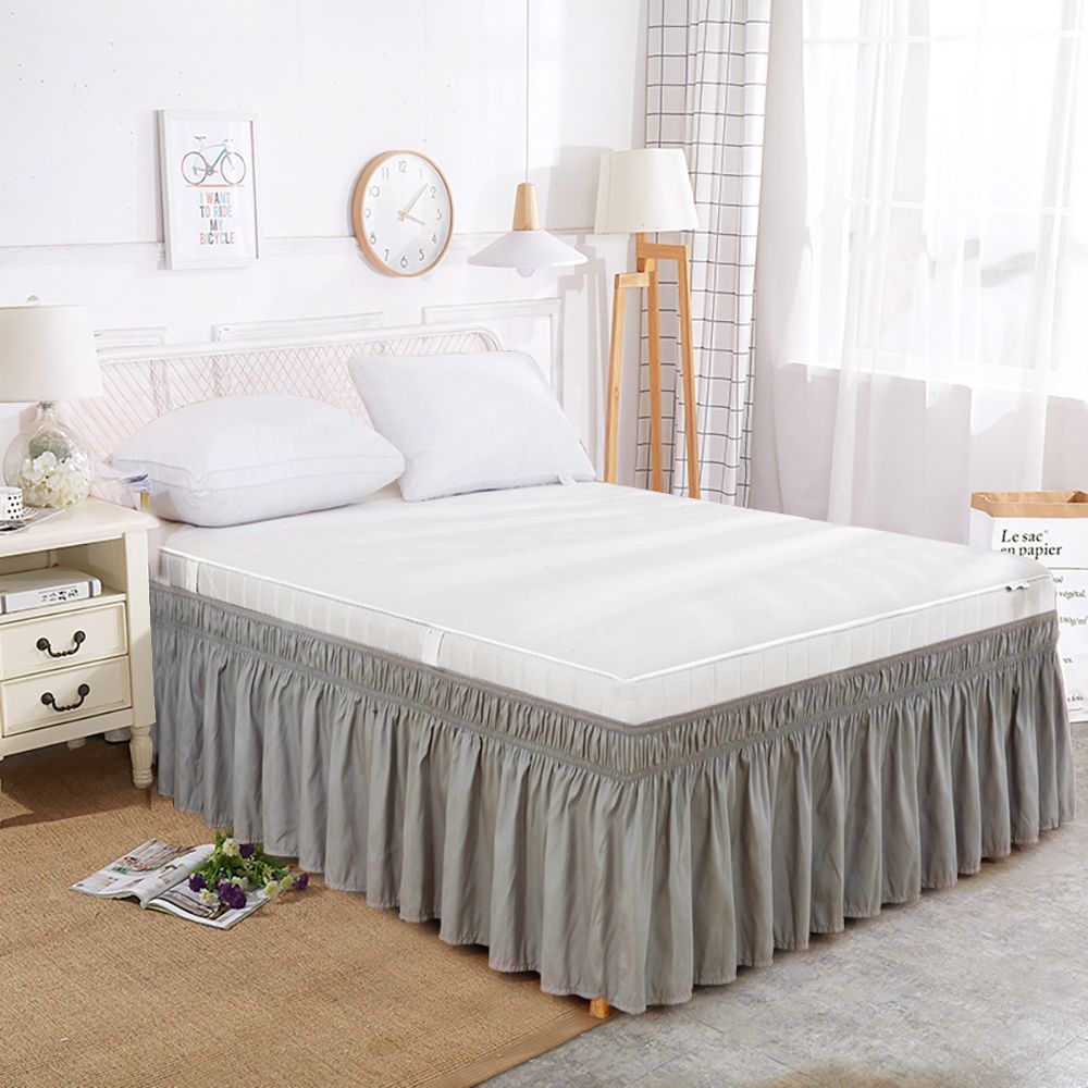 Wrap Around Bed Skirts White Adjustable Elastic Ruffles Easy Fit Wrinkle & Fade Resistant